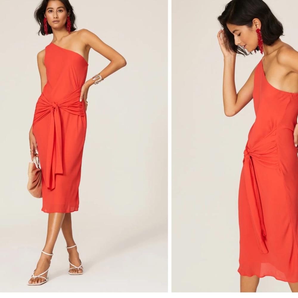 Krisa One Shoulder Bias Midi Dress size Medium
